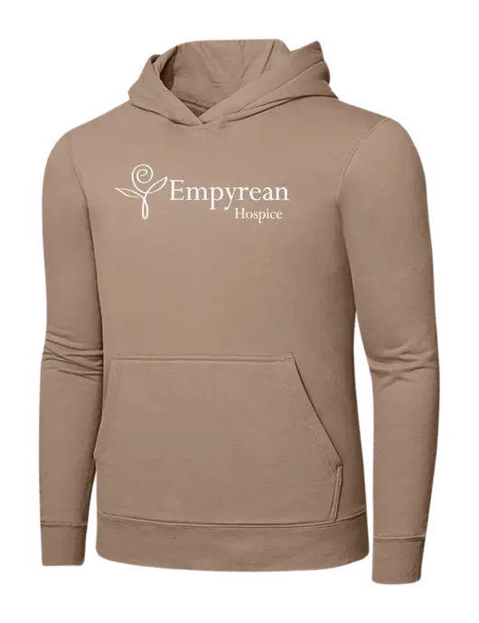 Sand 7.8. oz Ring Spun Hooded Sweatshirt w/Empyrean Hospice Logo